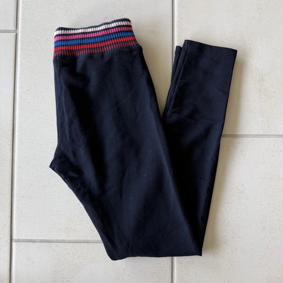 Sundry Pants - Sundry Navy Leggings with Striped Waistband